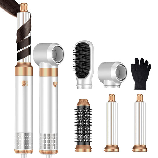 5 in ONE Hair Dryer Brush, Blow Dryer Curling Wand Hair Styling Tools Set, Ionic Hot Air Massage Oval Blowout, Left&Right Styler 100-120V
