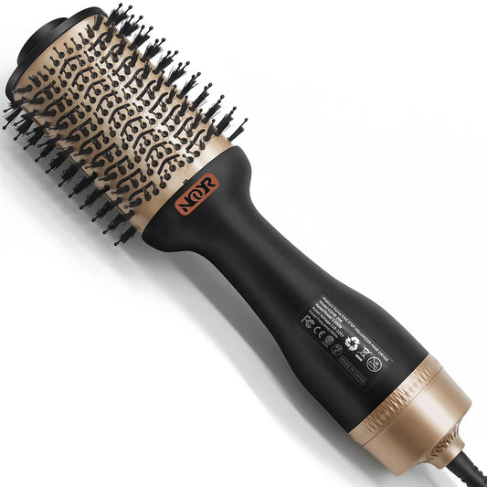 Noor 4-in-1 Hot Hair Dryer Brush Frizz Control Blowout Styling Brush for Drying Straightening and Volumizing All Hairstyles Frizz-Free Smooth Salon Look in One Easy Step