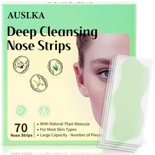 AUSLKA Blackhead Pore Strips,(70 Counts) Blackhead Remover-Deep Cleansing Nose Strips With Instant Pore Unclogging, Nose Plant Strips for Blackheads