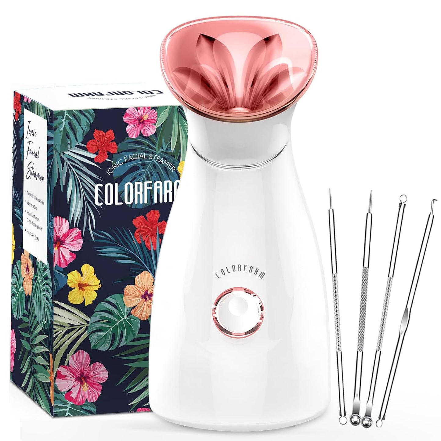 Colorfarm Facial Steamer Nano Ionic: Face Steamer Deep Cleaning Unclogs Pores - Humidifier Hot Mist Home Sauna Spa for Women Men Sinuses Moisturizing