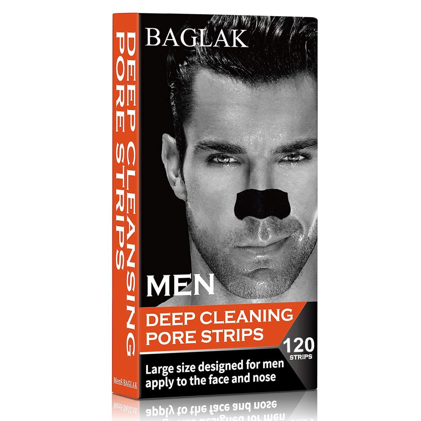 Men Blackhead Pore Strips - 120 Strips - Deep Cleansing - Face Nose Pores - Blackheads Removal - Large Size For Nose+Face