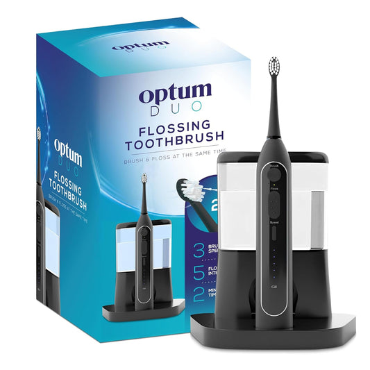Flossing Toothbrush Rechargeable Electric Toothbrush with Water Flosser - Portable Water Pick Toothbrush Combo Cordless Sonic Electric Toothbrush and Water Flosser - Black