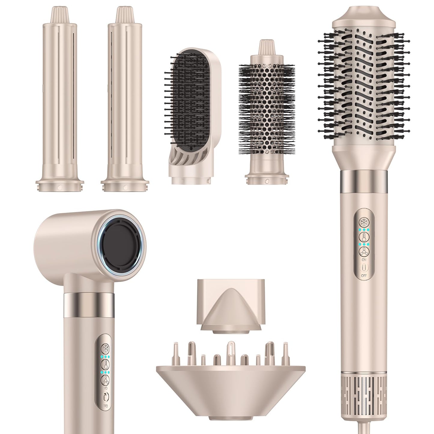 8 in 1 High-Speed Hair Styler & Hair Dryer Brush Set – 110,000 RPM Ionic Hot Air Styler with Auto Air-Curlers, Diffuser, Volumizer & Thermal Brush for Fast Drying & Frizz-Free Shine
