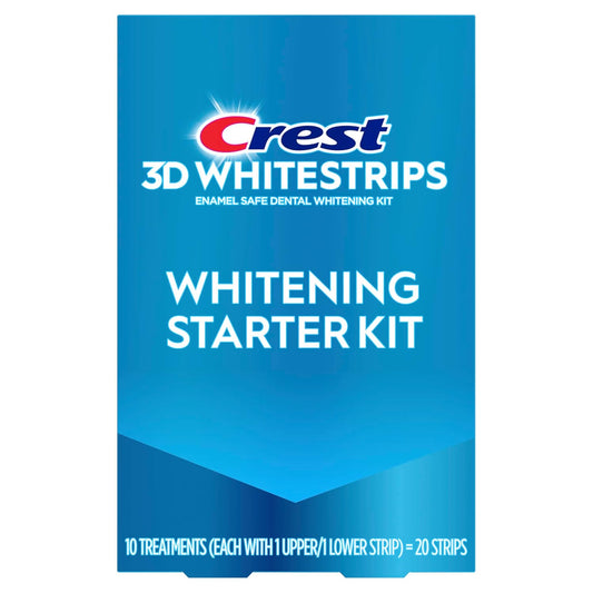Crest 3D Whitestrips Whitening Starter Kit – Teeth Whitening Kit, 10 Treatments, Each with 1 Upper/1Lower, 20 Strips – Crest 3DWhite Teeth Whitening Strips