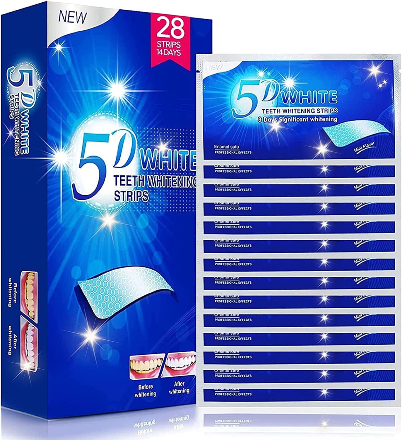 Teeth Whitening Strips, 28 Pcs Whitening Strips for Teeth Sensitive, Effective and Safe Whiting Stripes Reduced Sensitivity White-Strips, Helps Remove Smoking/Coffee/Soda/Wine Stain (14 Treatments)