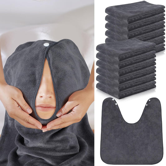 VitalCozy 12 Pieces Facial Towels Split Design Soft Esthetician Towels Removing Spa Microfiber Face Cloth for Home Salon Facial Steam Massage and Cleansing(Dark Gray)