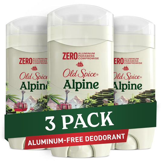 Old Spice Aluminum Free Deodorant for Men, 24/7 Lasting Freshness & Long Lasting Scent, 24/7 Sweat & Odor Protection, Alpine with Hemp Seed Oil + Green Tea Scent, 3.0 oz (Pack of 3)