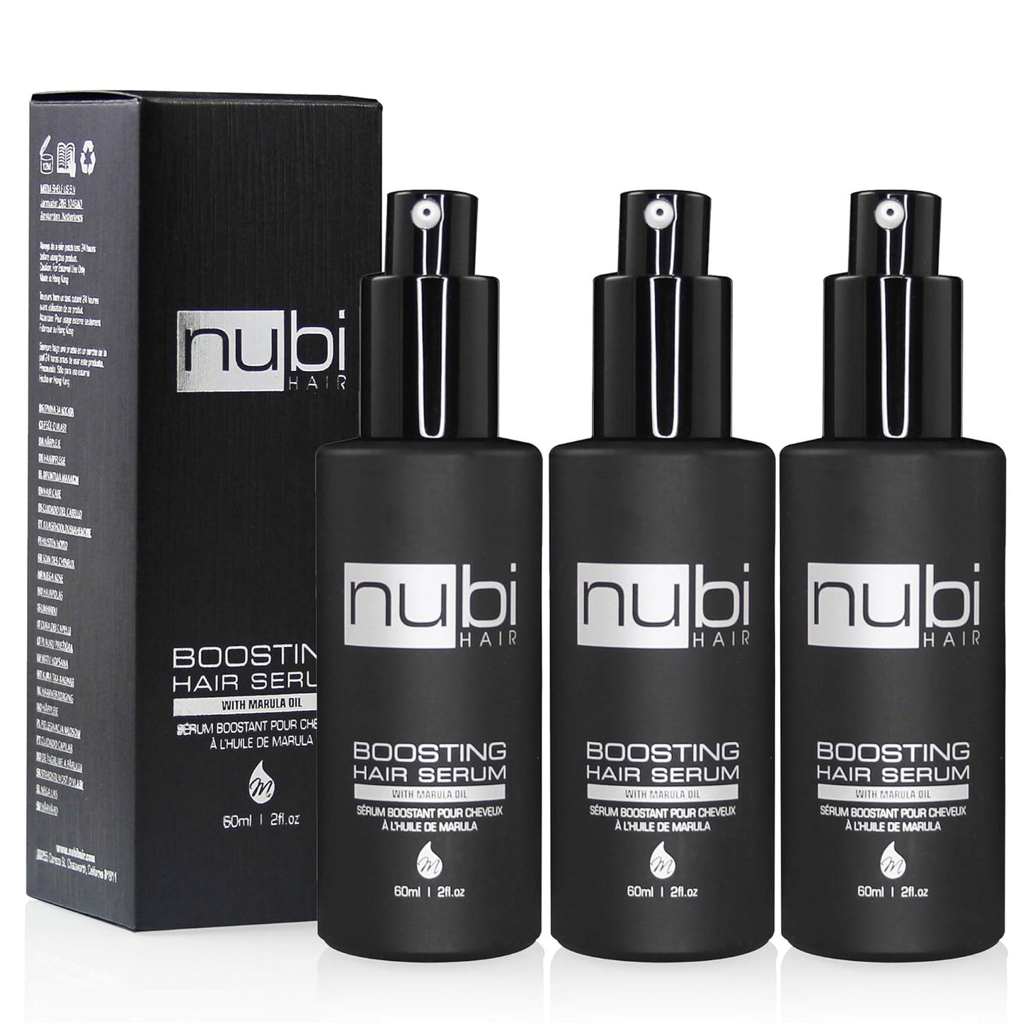 Silky Smooth Hair Serum for All Hair Types, Contains Marula Oil, Aloe Vera and Vitamin E, Non-Greasy Formula, Boosts Shine and Promotes Hair Growth, 2 Fl. Oz. / 60 Ml. (3 Pack)