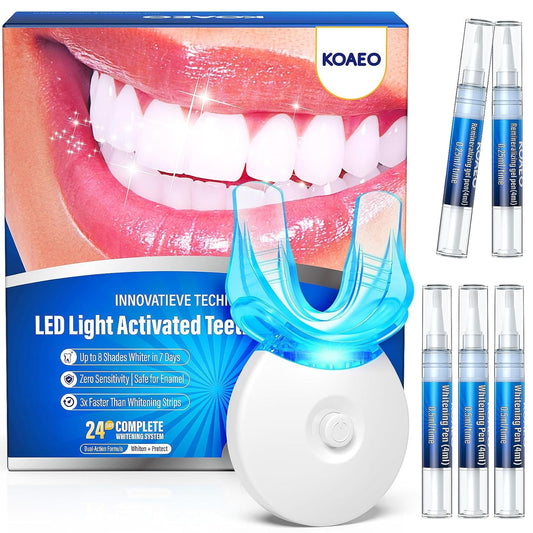 Teeth Whitening Kit – 3 Teeth Whitening Pens + 2 Desensitizing Pens – LED Light – 35% Carbamide Peroxide – Safe & Dentist-Recommended – Fast 7-Day Visible Whitening + Remineralizing Care（Yuzu Citrus）