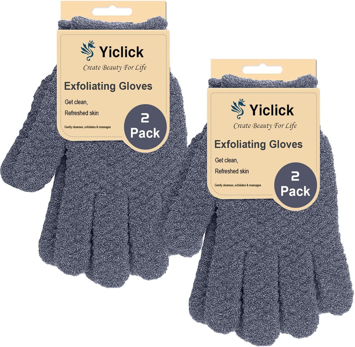 Yiclick Heavy Exfoliating Gloves 4Pcs, Exfoliating Mitts, Body Scrubber for Bath Shower Exfoliation, Body Scrub Exfoliator for Dead Skin Remover, Exfoliate Sponge Loofah Washcloth Men Women