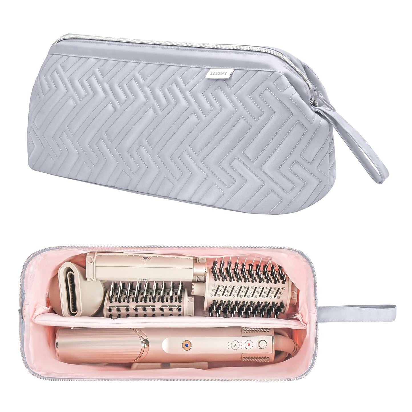 Leudes Hair Tools Travel Bag for Shark Flexstyle Carrying Case Portable Shark Hair Air Wrap Dryer Case Waterproof Dustproof Flat Curling Iron Travel Organizer (Light Gray)