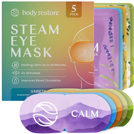 Body Restore Heated Eye Mask for Dry Eyes 5 Pack – Self Heating Warm Compress, Valentines Day Gifts for Her and Him, Birthday Gifts for Women and Men, Stye Eye Treatment, Relaxation – Variety