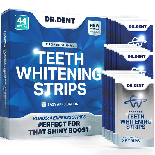 Professional Teeth Whitening Strips - Pack of 44 Strip - 22 Treatments Kit - Safe for Enamel - Non Sensitive Teeth Whitening - Whitening Without Any Harm + Mouth Opener Included