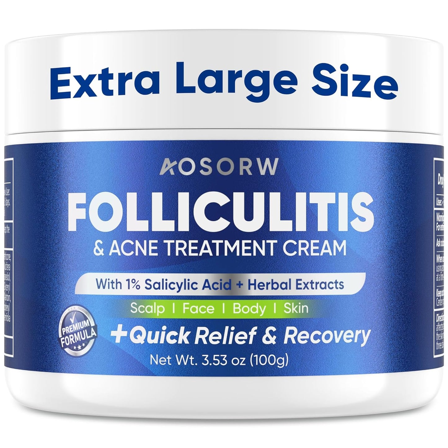 Folliculitis & Acne Treatment Cream – Salicylic Acid & Herbal Extracts for Scalp, Face, Body & Back – Soothes Irritated Skin, Redness & Itch Relief – 100g (Pack of 1)