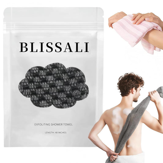 ZIVWAGX Blissal Exfoliating Shower Towel, 2-in-1 Exfoliating Towel, Premium Scrub Wash Cloth for Body Face, Blissal Exfoliating Towels-Body Scrubber with 2 Sides for All Skin Types (Black) (Black)