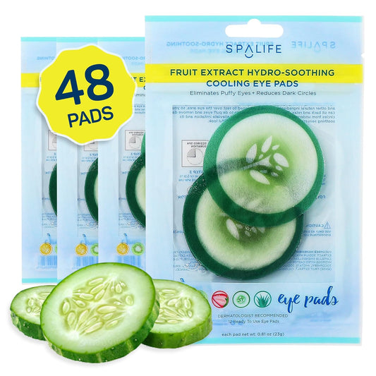 SpaLife Cooling Cucumber Eye Pads | Korean Dark Circles & Puffy Eyes Treatment | Nourishing Cucumber Eye Pads | Eye Mask for Puffy Eyes Daily Depuffing Eye Patches | 48 Count