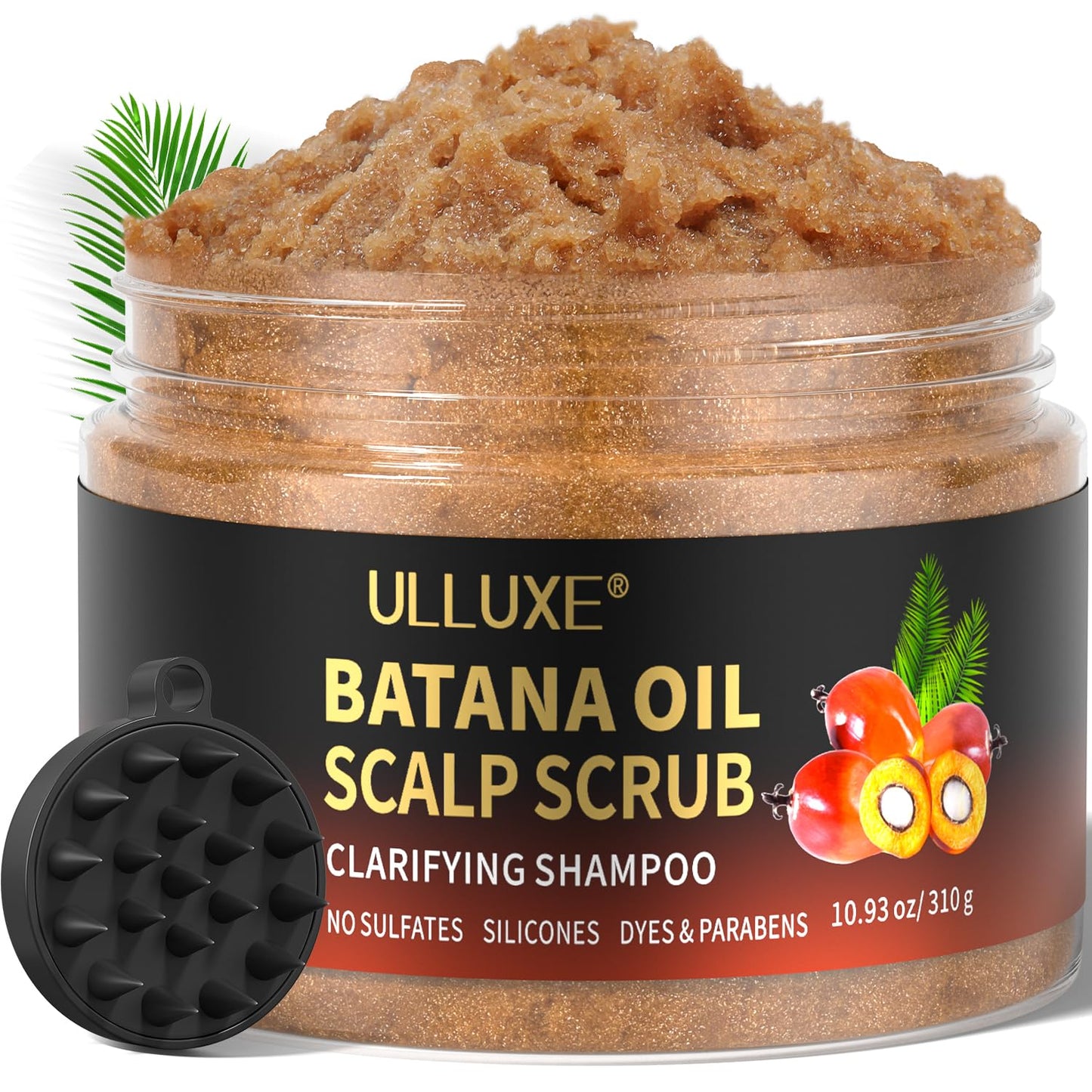 Scalp Scrub, 2-in-1 Scalp Exfoliator Clarifying Shampoo for Dandruff, Dry & Itchy Scalp Care, Batana Oil & Rosemary Scrub Scalp Treatment with Scalp Massager Promotes Hair Growth, 10.93 oz