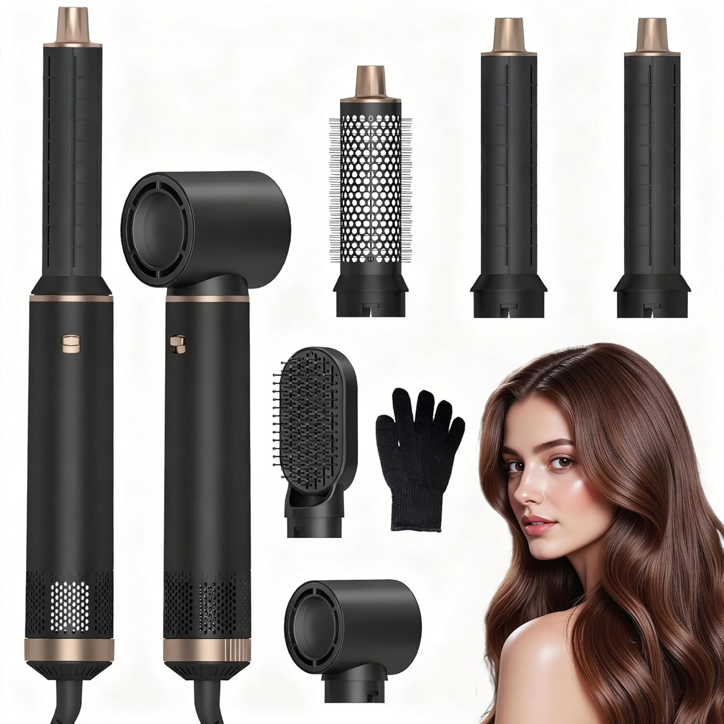 Blow Dryer Brush 5 in 1: Ionic Hot Air Styler Hair Dryer Brush Blow Dryer Set for Curling Volumizing Straightening Styling