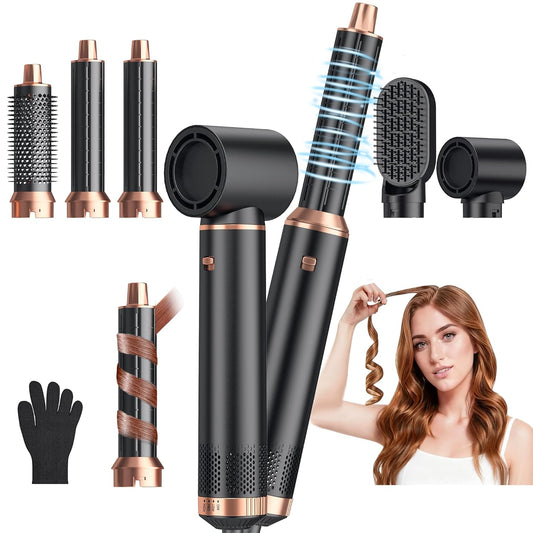 5 in 1 Blow Dryer Brush, Upgrade Hair Dryer Brush Air Curler Air Curling Wrap Styler, Detachable Hot Air Brush Negative Ion Curling Brush Iron, Hair Styling Tools for Drying Curling Straightening