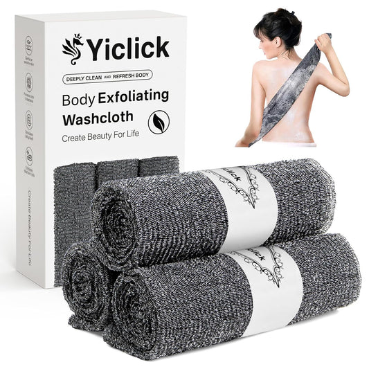 Yiclick Exfoliating Washcloth Towel- Exfoliating Body Scrubber Exfoliator, Back Scrubber for Use in Shower Bath, Exfoliate Rags Wash Cloths, Loofah Lufa Sponge, Body Scrub, Women Men