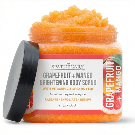 Grapefruit & Mango Sugar Scrub - Exfoliating & Hydrating Body Scrub With Shea Butter & Vitmain C to Help Brighten & Soften Skin for a Radiant Glow, Body Care Exfoliator & Cleanser, 21oz