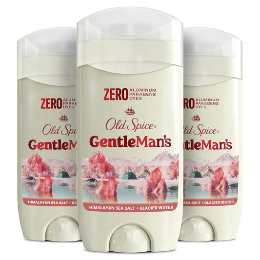 Old Spice GentleMan's Aluminum Free Dry Feel Deodorant for Men, 24/7 Lasting Freshness, Gentle on Skin with Skin Conditioners, Himalayan Sea Salt + Glacier Water Scent, 3.0 oz (Pack of 3)