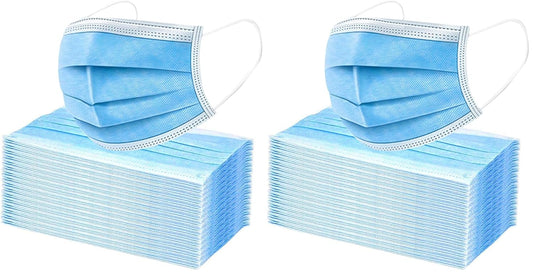[Pack of 100] Disposable Face Mask, 3-Ply Masks Facial Cover with Elastic Earloops For Home, Office, School, and Outdoor