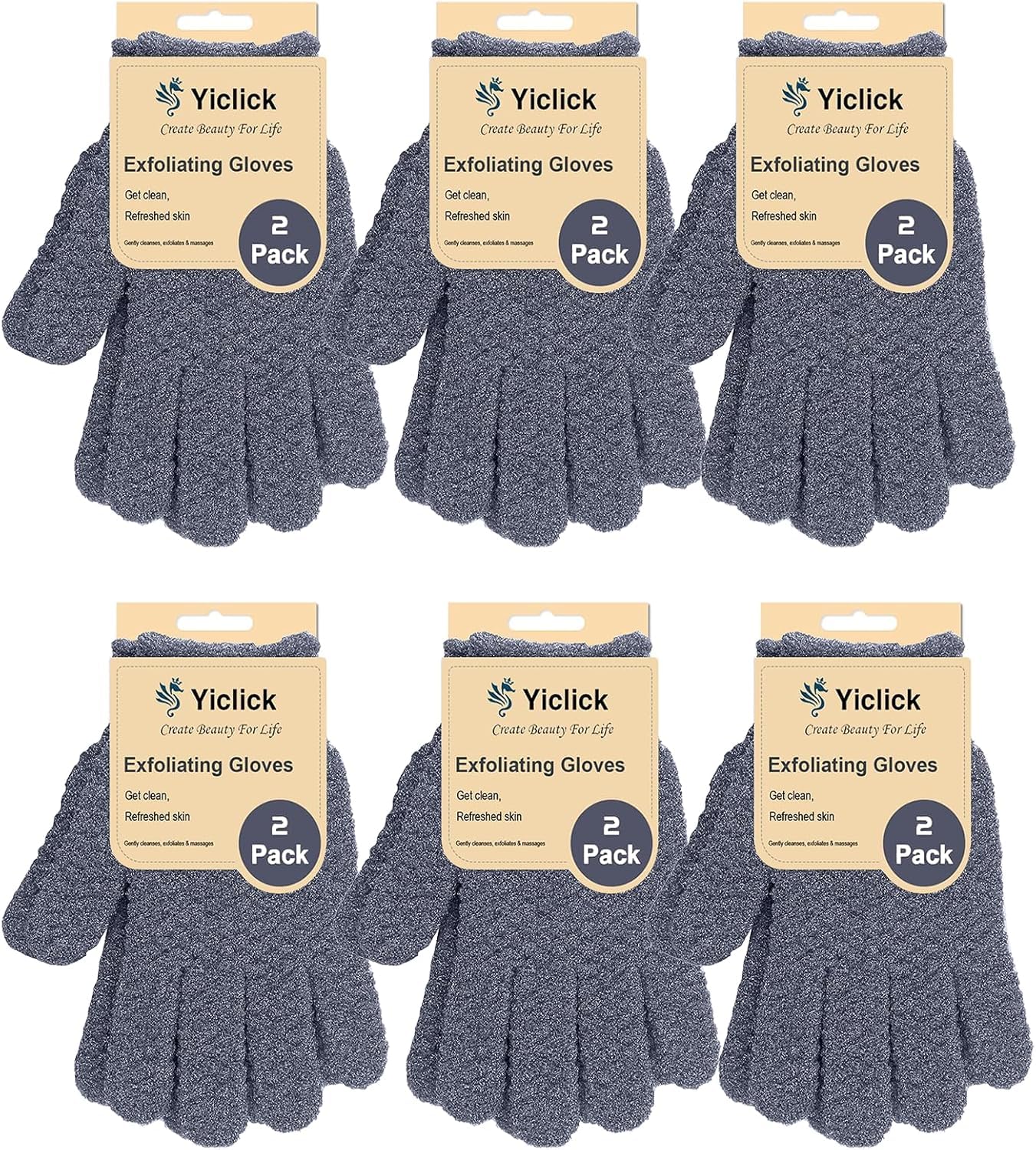 Yiclick 12Pcs Heavy Exfoliating Gloves, Body Scrub Glove For Shower Bath, Body Scrub Exfoliator, Exfoliating Body Scrubber for Bath Shower Exfoliation, Exfoliate Sponge Loofah Washcloth Mitt Men Women