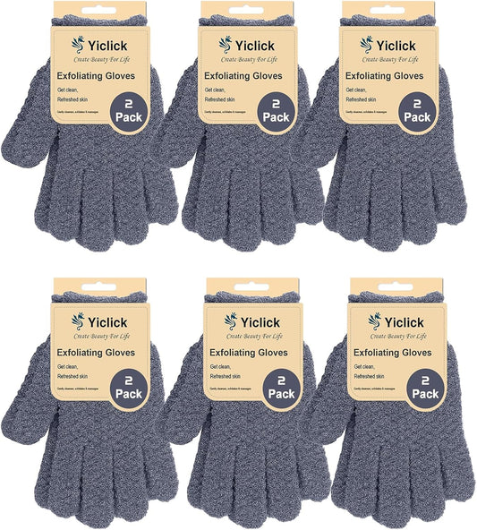 Yiclick 12Pcs Heavy Exfoliating Gloves, Body Scrub Glove For Shower Bath, Body Scrub Exfoliator, Exfoliating Body Scrubber for Bath Shower Exfoliation, Exfoliate Sponge Loofah Washcloth Mitt Men Women