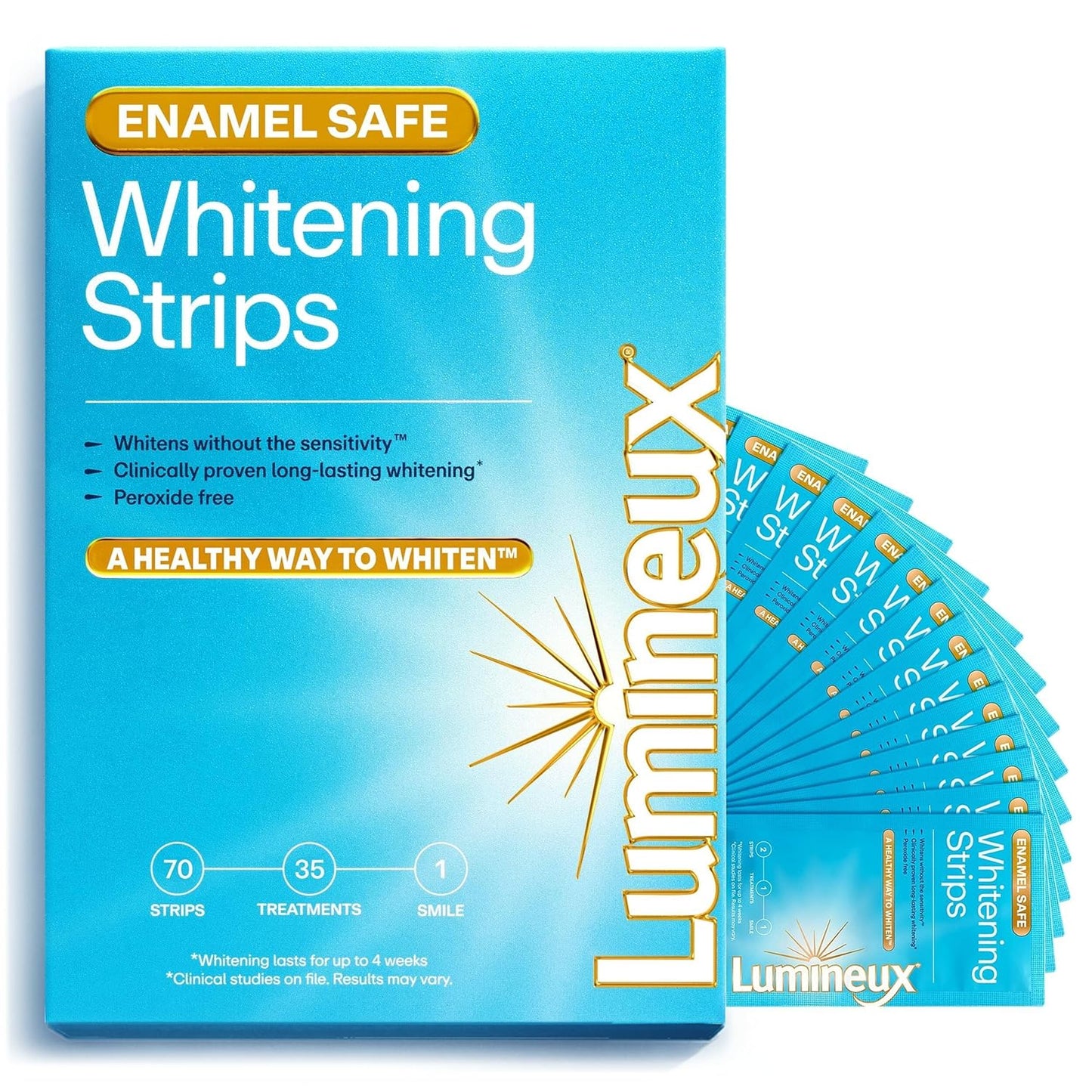 Lumineux Teeth Whitening Strips - 35 Treatments (6 Months) – Peroxide Free - Enamel Safe for Whiter Teeth - Whitening Without The Sensitivity - Dentist Formulated - Sensitivity Free