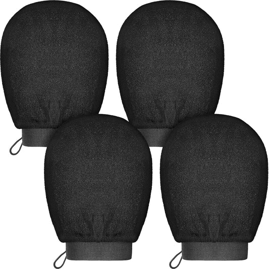 Tatuo 4 Pieces Korean Exfoliating Mitts Deep Exfoliating Gloves Body Scrubber for Bath Shower Dead Skin Remover Keratosis Pilaris