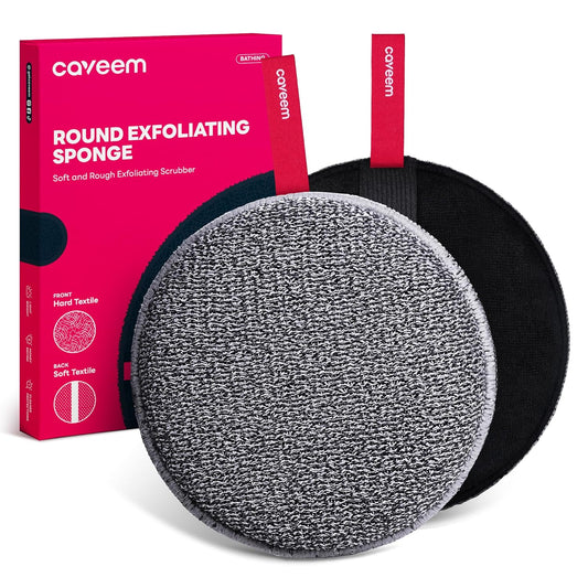 Caveem Exfoliating Body Scrubber, Bath and Body Scrub Buffer, Body Exfoliator for Remove Dead Skin, Gentle and Rough Lightweight Sponge for Shower (2 Pack)